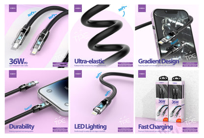 MOXOM MX-CB214 USB-C to Lightning Cable – 36W PD Fast Charging, Durable Everyday Use