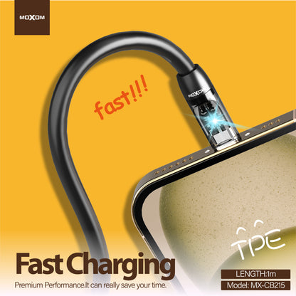 MOXOM MX-CB215 USB-C to USB-C Cable with LED Indicator – 60W PD Fast Charging, Phones, Tablets & Laptops