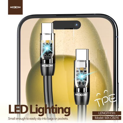 MOXOM MX-CB215 USB-C to USB-C Cable with LED Indicator – 60W PD Fast Charging, Phones, Tablets & Laptops