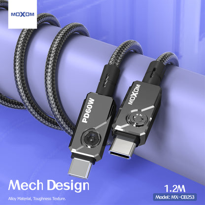 MOXOM MX-CB253 Mech USB-C to USB-C Cable – 60W PD Fast Charging, Reinforced Build, 1.2m