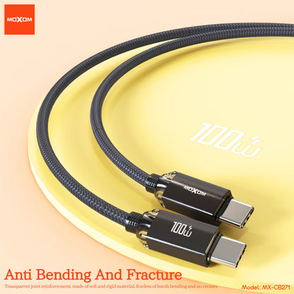 MOXOM MX-CB271 100W USB-C to USB-C PD Cable – Braided, Laptop & Phone Fast Charging, 1.2m