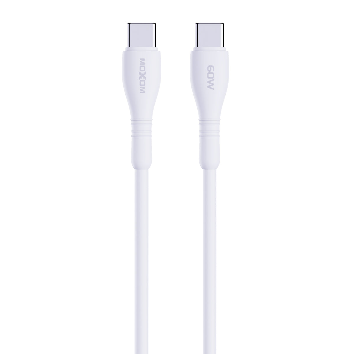 MOXOM MX-CB332 Bowling USB-C to USB-C Cable – PD 60W Fast Charging, Soft-Touch TPE, 1m, White