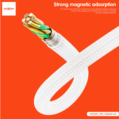 MOXOM MX-CB343WL Magnetic Smartwatch Charging Cable – 2.5W, Woven & Aluminium Alloy, 1m