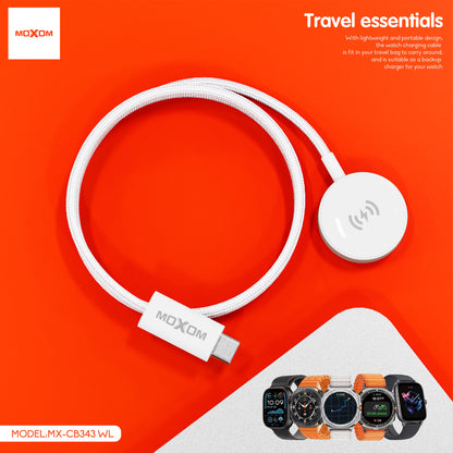 MOXOM MX-CB343WL Magnetic Smartwatch Charging Cable – 2.5W, Woven & Aluminium Alloy, 1m