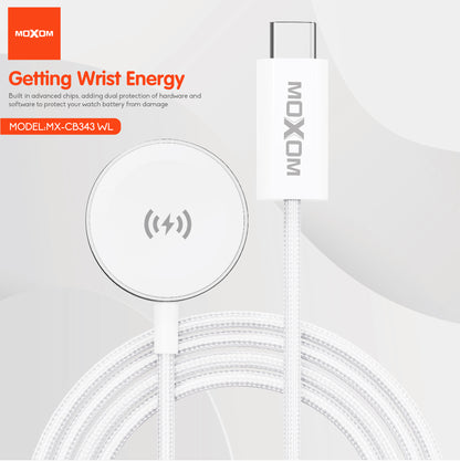 MOXOM MX-CB343WL Magnetic Smartwatch Charging Cable – 2.5W, Woven & Aluminium Alloy, 1m