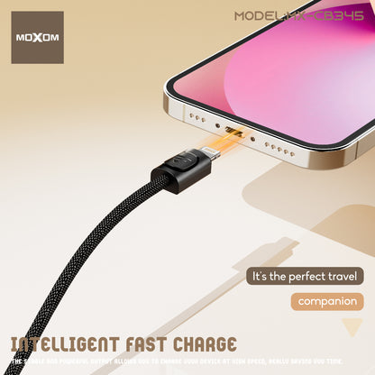 MOXOM MX-CB345 Keychain USB-C to Lightning Cable – 36W Fast Charging, Zinc Alloy & Nylon, 22cm