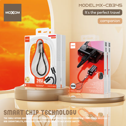 MOXOM MX-CB345 Keychain USB-C to Lightning Cable – 36W Fast Charging, Zinc Alloy & Nylon, 22cm
