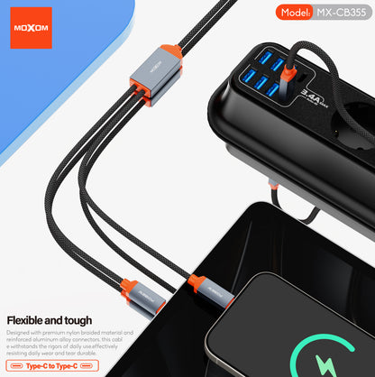 MOXOM MX-CB355 Meteor USB-C to USB-C Cable – PD 100W Fast Charging + Data, 1.2m, Black