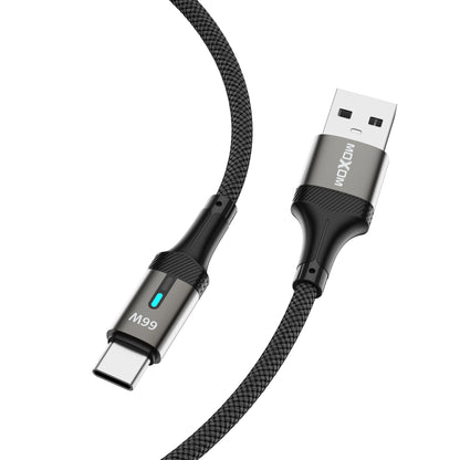 MOXOM MX-CB375 USB-A to Type-C Braided Cable – 66W Fast Charging, Smart Power-Off, Aluminium Shell, 1m