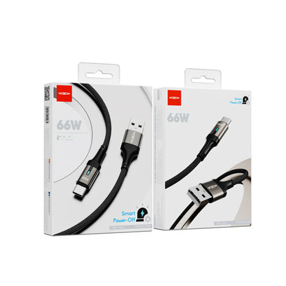 MOXOM MX-CB375 USB-A to Type-C Braided Cable – 66W Fast Charging, Smart Power-Off, Aluminium Shell, 1m