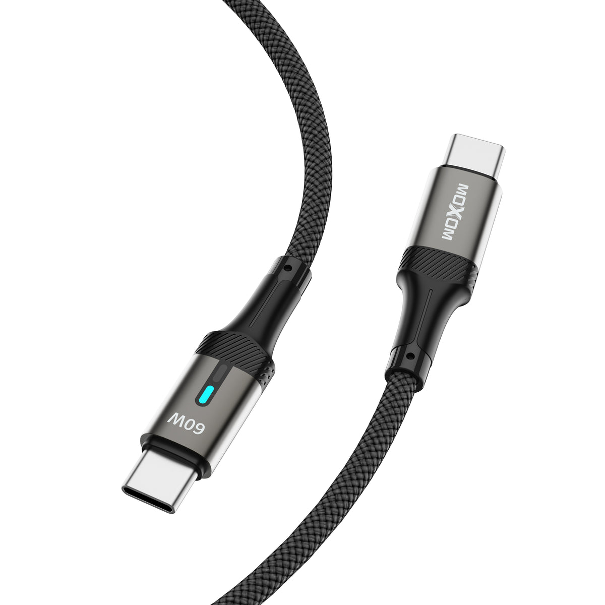 MOXOM MX-CB376 USB-C to USB-C Cable – 60W, Smart Auto Power-Off, Aluminium Shell, 1m