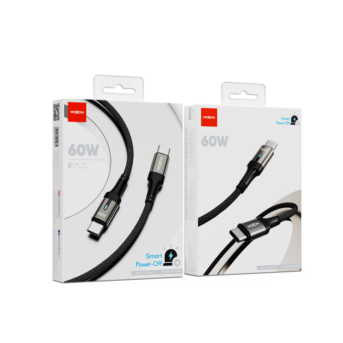MOXOM MX-CB376 USB-C to USB-C Cable – 60W, Smart Auto Power-Off, Aluminium Shell, 1m