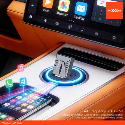MOXOM MX-CL10 Wireless CarPlay Adapter – Turns Wired CarPlay Wireless, Dual-Band WiFi, Bluetooth 5.2