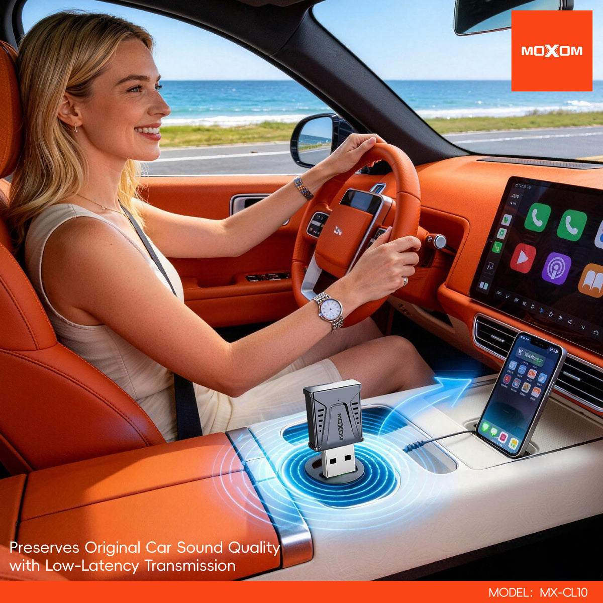 MOXOM MX-CL10 Wireless CarPlay Adapter – Turns Wired CarPlay Wireless, Dual-Band WiFi, Bluetooth 5.2
