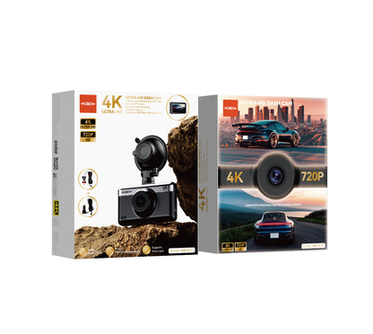 MOXOM MX-DC02 4K Dash Cam with Rear Camera – 3" IPS Screen, G-Sensor, Loop Recording, Super Capacitor