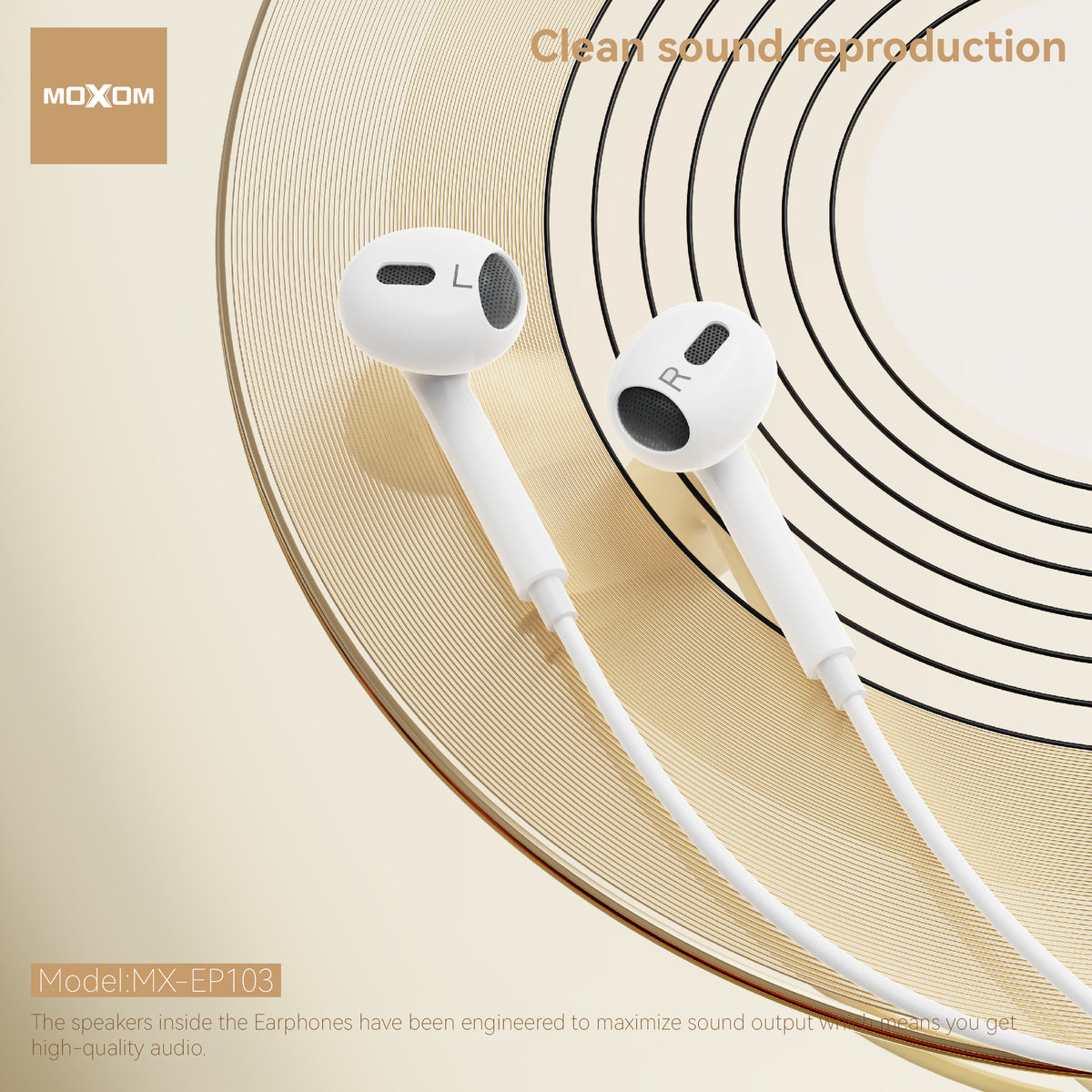 MOXOM MX-EP103 G4 USB-C Wired Earphones with Mic – 14mm Driver, Clear Calls, Plug & Play