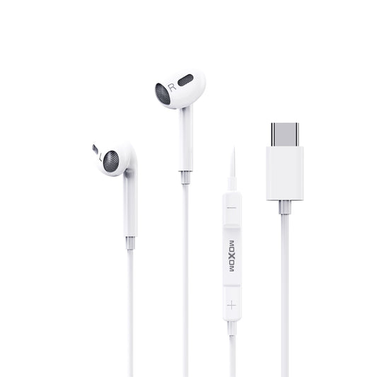 MOXOM MX-EP103 G4 USB-C Wired Earphones with Mic – 14mm Driver, Clear Calls, Plug & Play