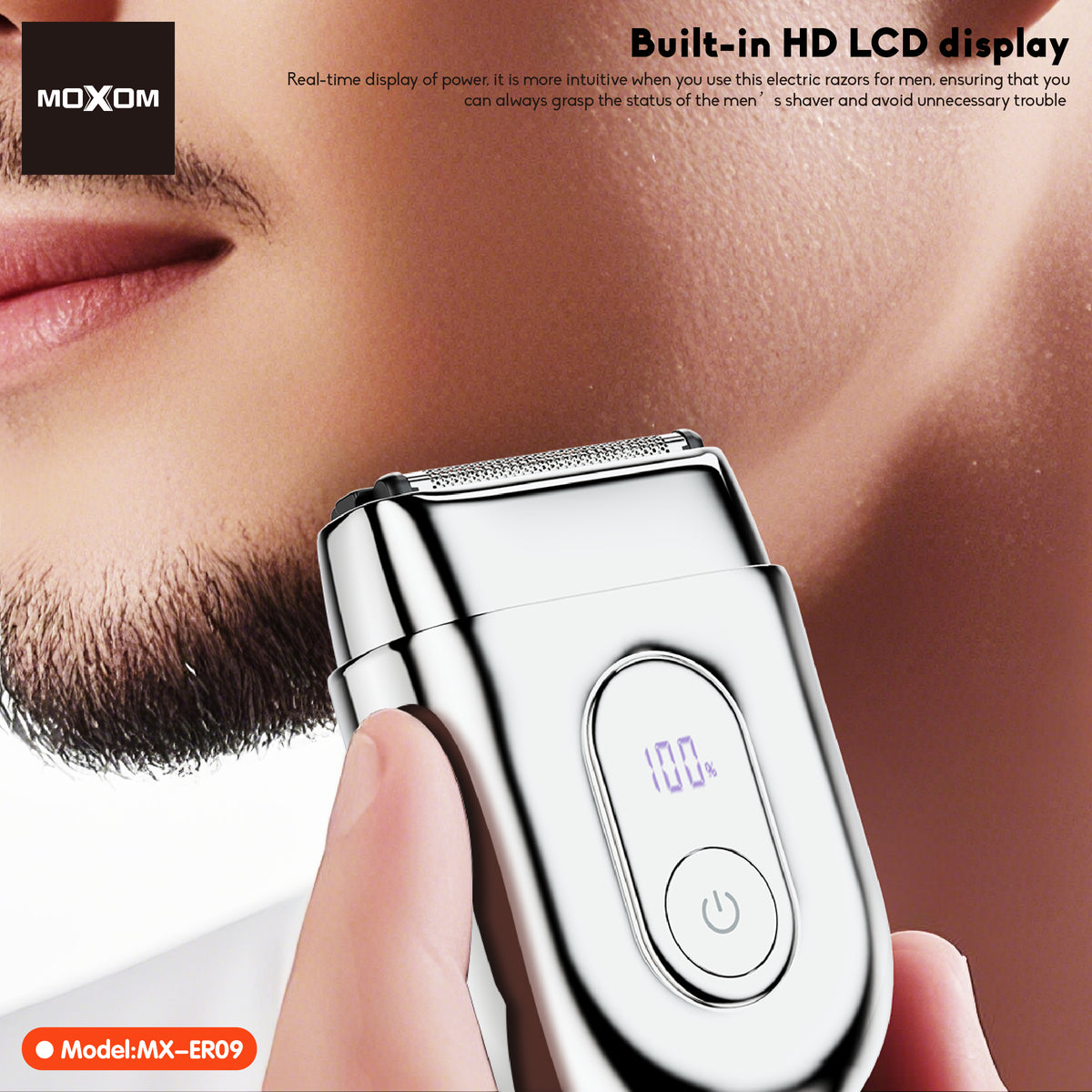 MOXOM MX-ER09 Cyber Mini Magnetic Electric Shaver – 80 Min Cordless, 1H Type-C Charge, Travel Size