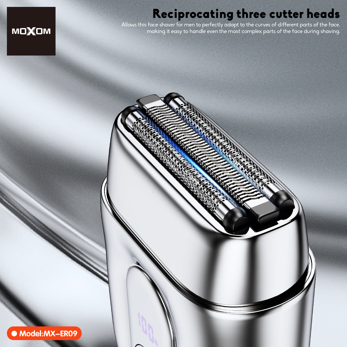 MOXOM MX-ER09 Cyber Mini Magnetic Electric Shaver – 80 Min Cordless, 1H Type-C Charge, Travel Size