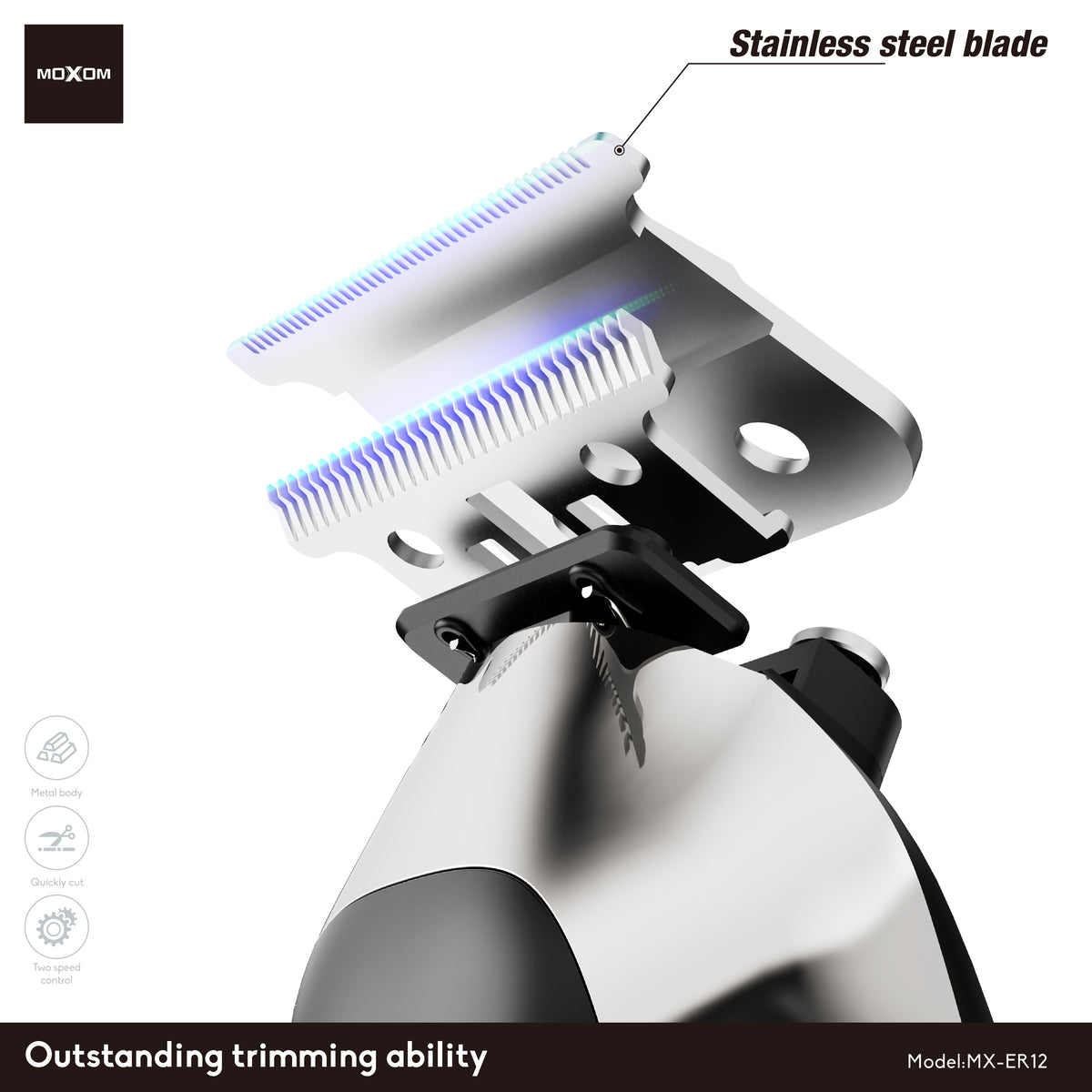 MOXOM MX-ER12 2-in-1 Electric Shaver & Beard Trimmer – Rechargeable, Close Shave & Precision Styling