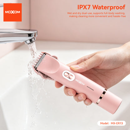 MOXOM MX-ER13 Wet & Dry Electric Hair Clipper & Trimmer – IPX7 Waterproof, Dual-Head, Cordless Type-C Rechargeable (Pink)