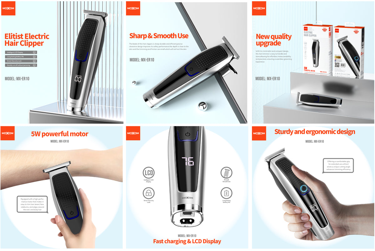 MOXOM MX-ER10 Electric Shaver & Beard Trimmer – Rechargeable, Compact, Travel-Friendly