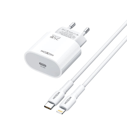 MOXOM MX-HC139 25W PD Fast Charger with Cable – USB-C Wall Plug + Type-C or Lightning Cable