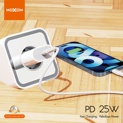 MOXOM MX-HC139 25W PD Fast Charger with Cable – USB-C Wall Plug + Type-C or Lightning Cable