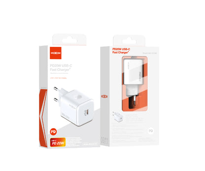 MOXOM MX-HC163 PD 20W USB-C Fast Charger – Charger Only, Compact, EU Plug, White