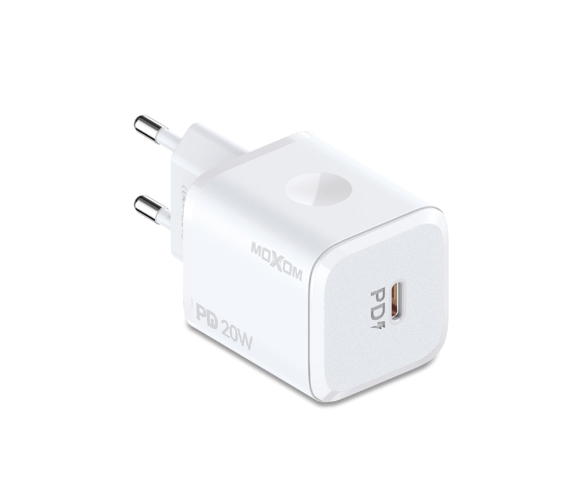 MOXOM MX-HC163 PD 20W USB-C Fast Charger – Charger Only, Compact, EU Plug, White