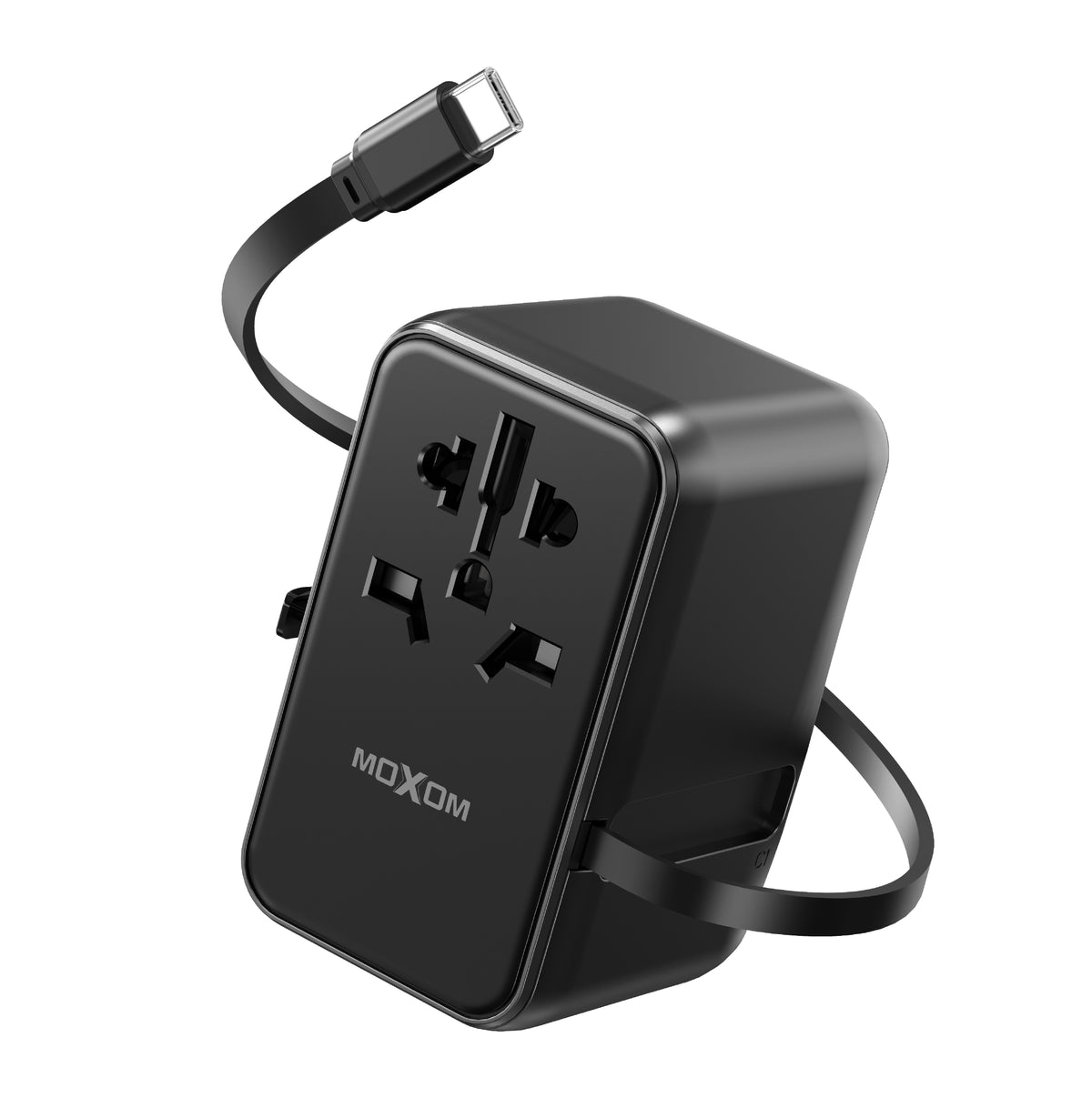 MOXOM MX-HC203 Worldwide Travel Adapter – 4 USB Ports, PD 20W USB-C Fast Charging, 100–250V