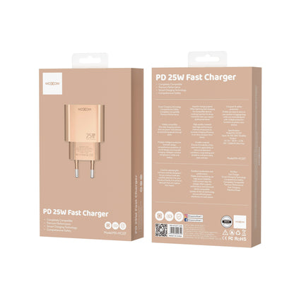 MOXOM MX-HC227 PD 25W USB-C Fast Charger – Gold Finish, EU Plug, Charger Only or With Cable