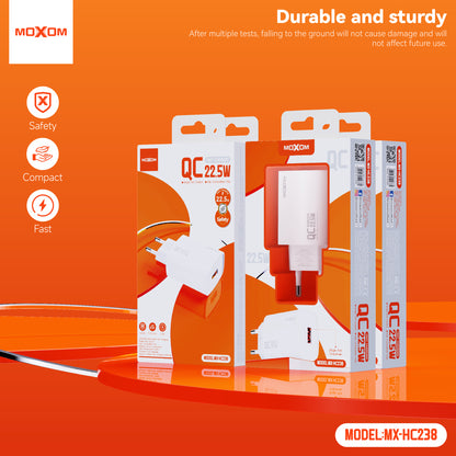 MOXOM MX-HC238 Prophet 22.5W Fast Charger – USB-A Quick Charging Wall Plug, EU Plug, White