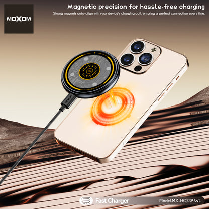 MOXOM MX-HC239WL Kernel 15W Magnetic Wireless Charger – MagSafe Compatible Puck, Cable Included