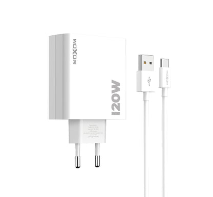 MOXOM MX-HC246 Daytime 120W USB-C Fast Charger with Type-C Cable – Laptop & Phone Charging, EU Plug