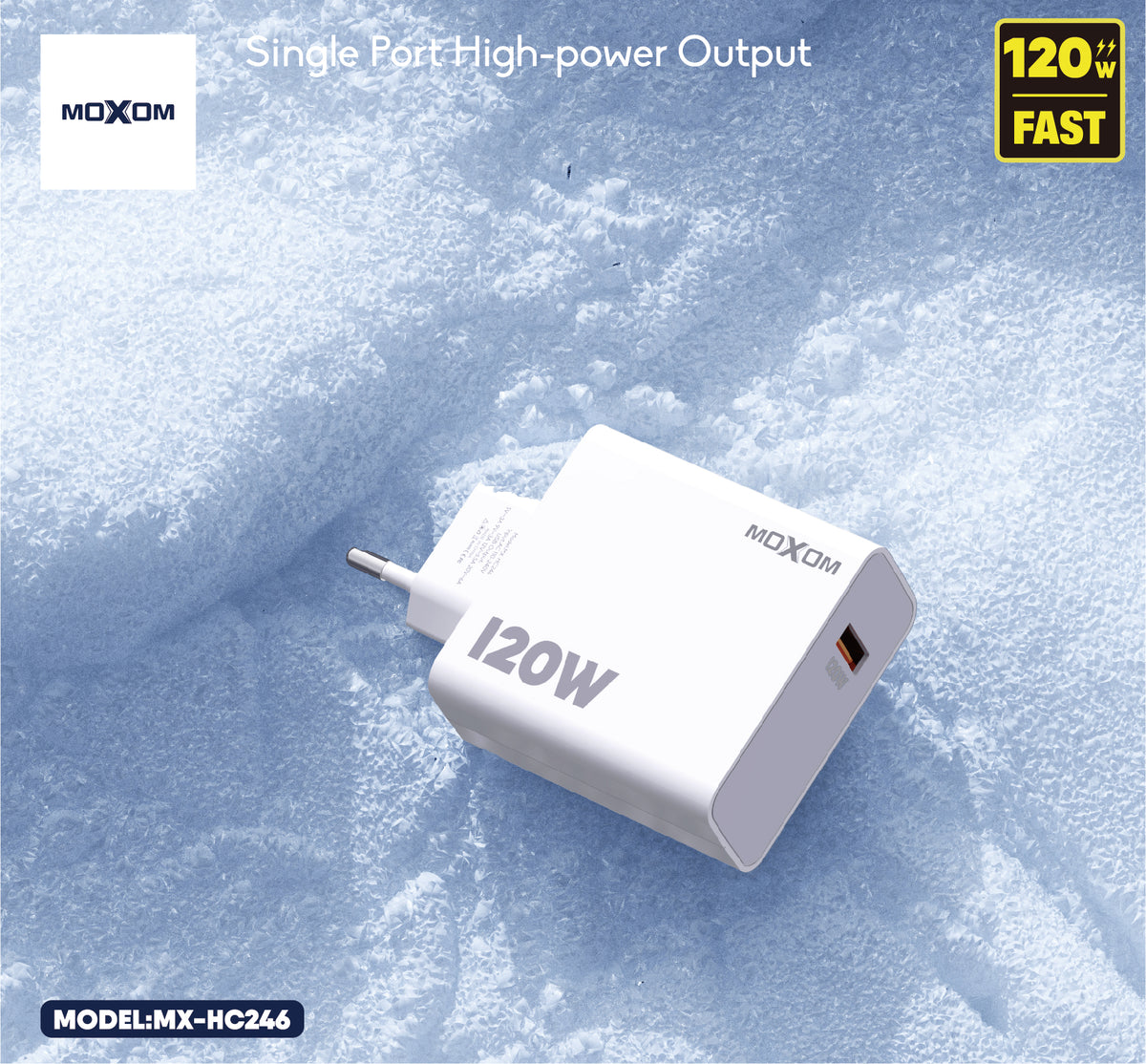 MOXOM MX-HC246 Daytime 120W USB-C Fast Charger with Type-C Cable – Laptop & Phone Charging, EU Plug