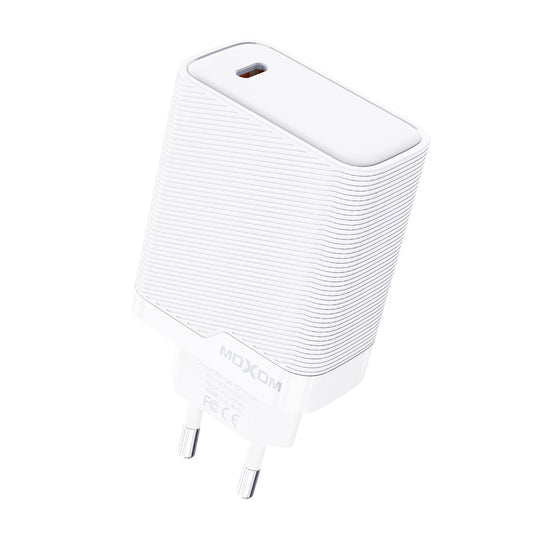 MOXOM MX-HC293 PD 20W USB-C Travel Charger + Cable – Slim, EU Plug, Type-C or Lightning Cable Options