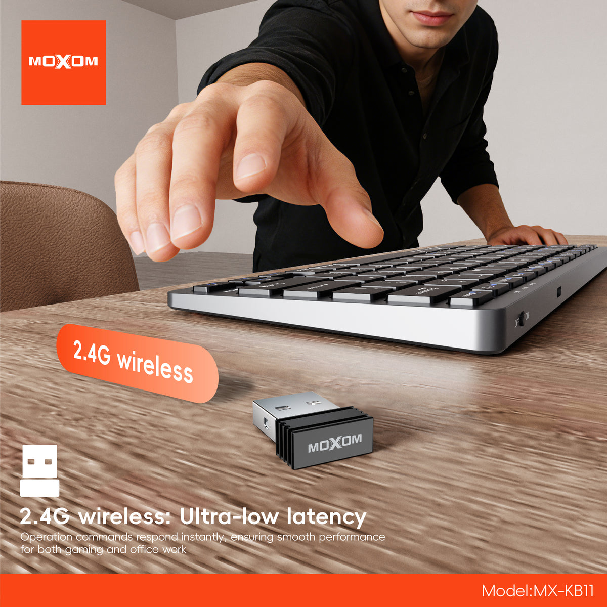 MOXOM MX-KB11 Slim Wireless Keyboard – for Phones & Tablets, Lightweight, Portable