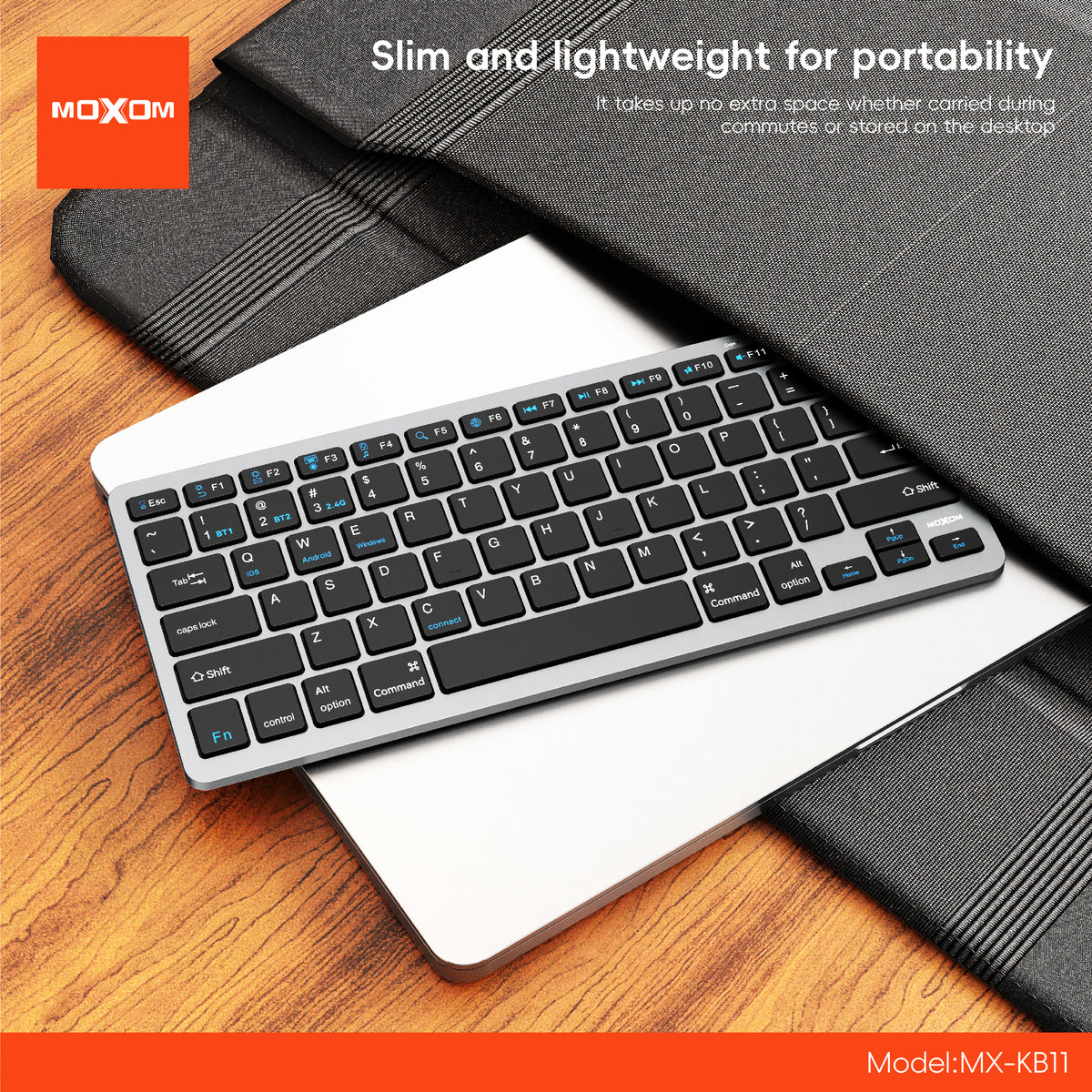 MOXOM MX-KB11 Slim Wireless Keyboard – for Phones & Tablets, Lightweight, Portable