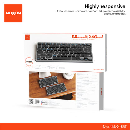 MOXOM MX-KB11 Slim Wireless Keyboard – for Phones & Tablets, Lightweight, Portable