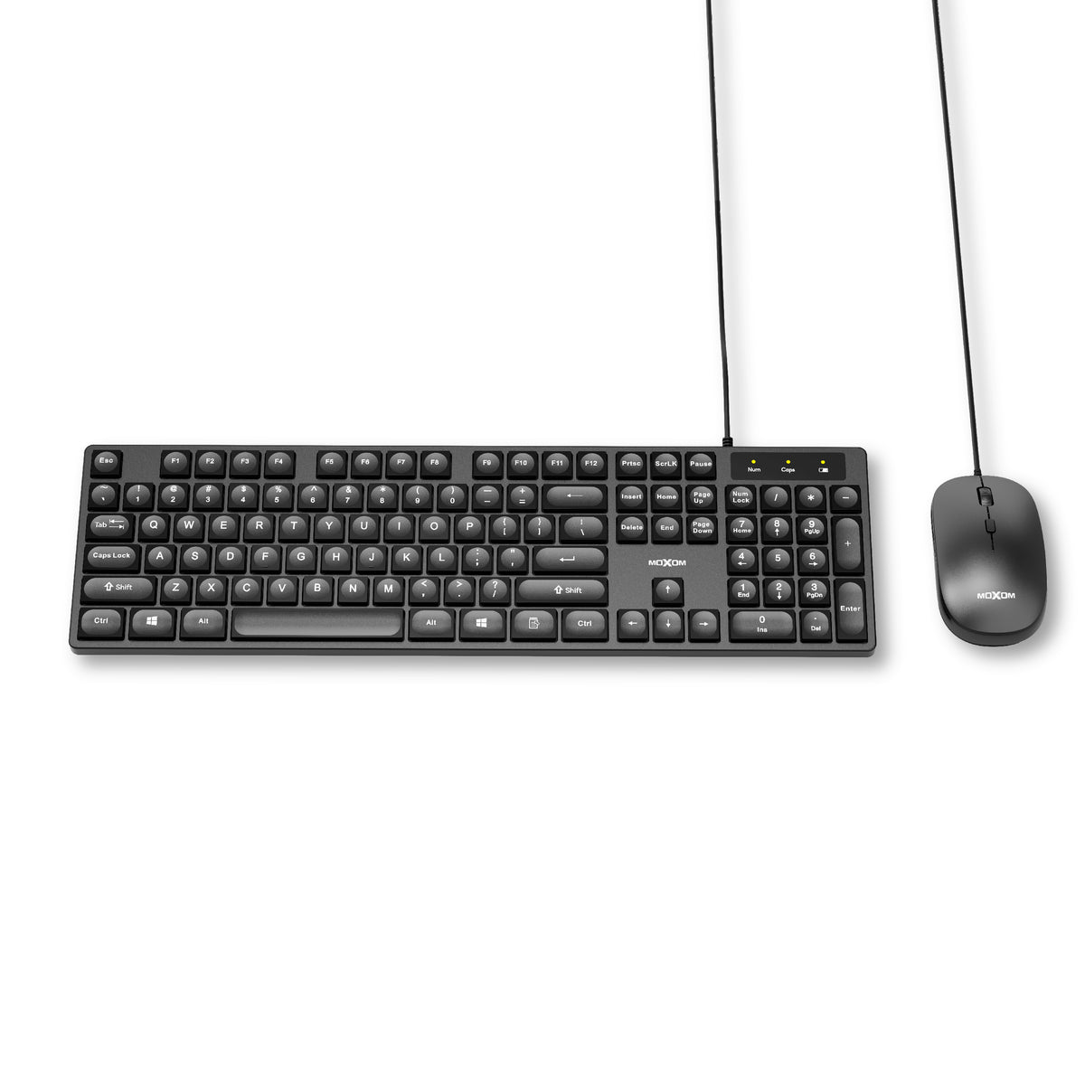 MOXOM MX-KB12 USB Wired Keyboard & Mouse Combo – Full 104-Key Layout, 4-Button Mouse, Plug & Play
