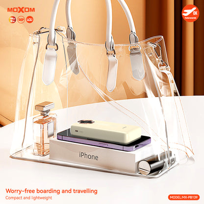 MOXOM MX-PB139 20000mAh Power Bank – 22.5W SCP + 20W PD Fast Charging, LCD Display, Built-in Cables