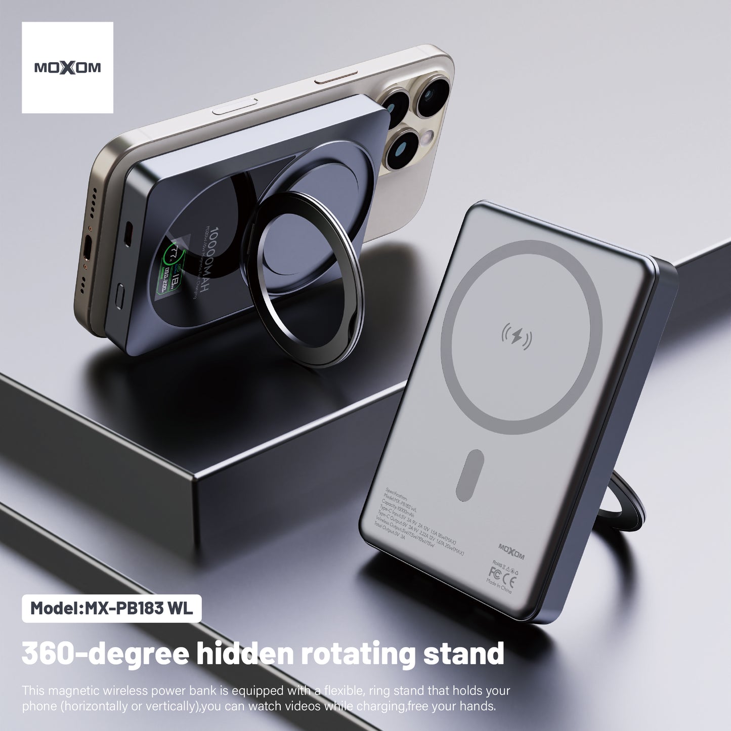 Moxom MX-PB183 MagSafe Power Bank with Stand 10000mAh 20W PD