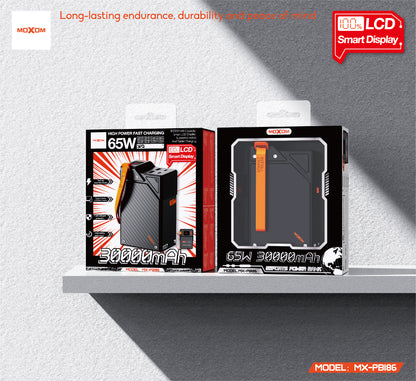 MOXOM MX-PB186 30000mAh Laptop Power Bank – 65W PD, Powers Type-C Laptops, Tablets & Phones