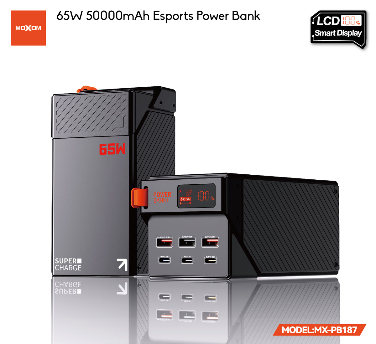 MOXOM MX-PB187 50000mAh Laptop Power Bank – 65W PD Fast Charging, Powers Laptops, Tablets & Phones