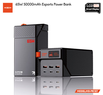 MOXOM MX-PB187 50000mAh Laptop Power Bank – 65W PD Fast Charging, Powers Laptops, Tablets & Phones