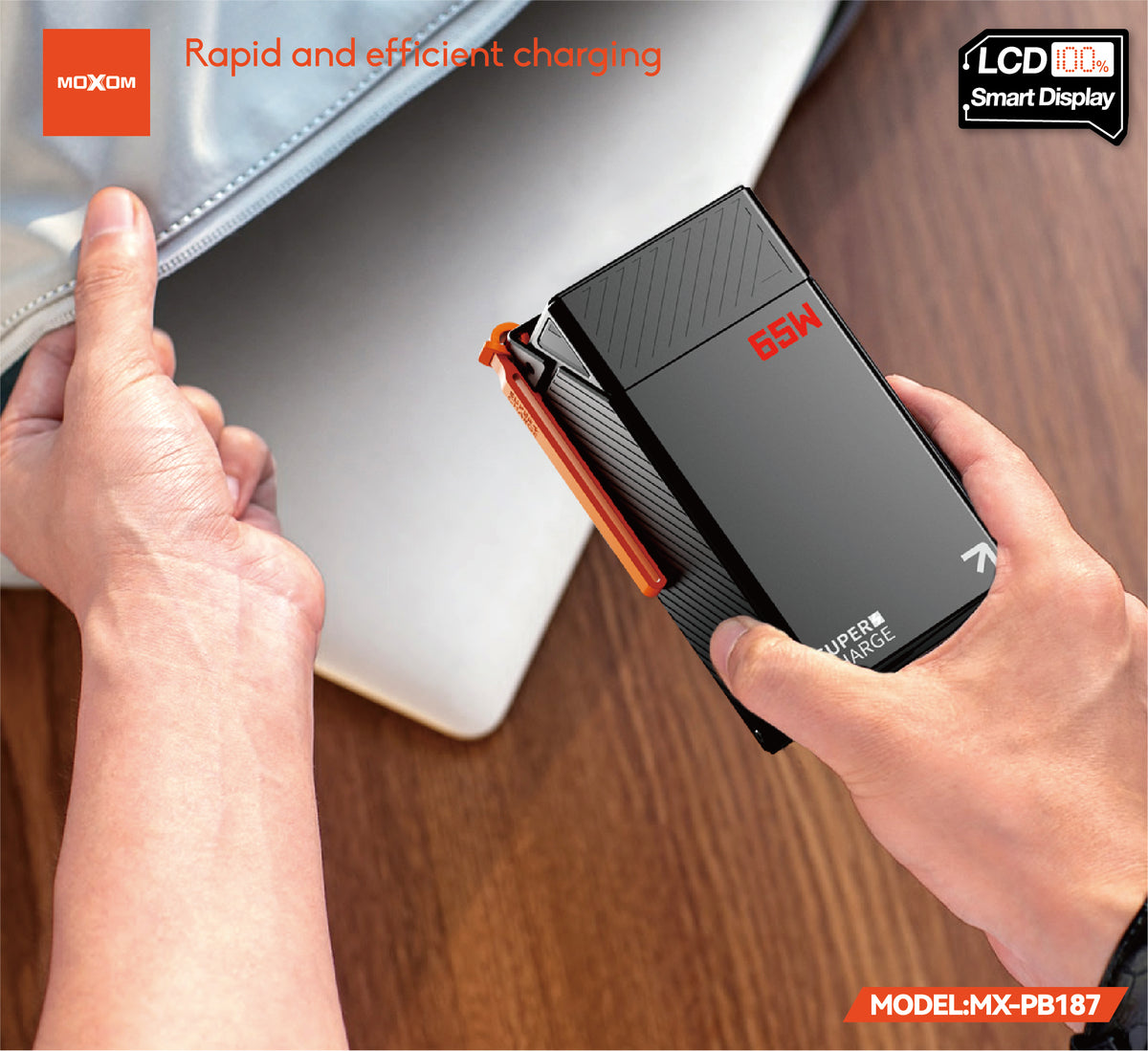 MOXOM MX-PB187 50000mAh Laptop Power Bank – 65W PD Fast Charging, Powers Laptops, Tablets & Phones