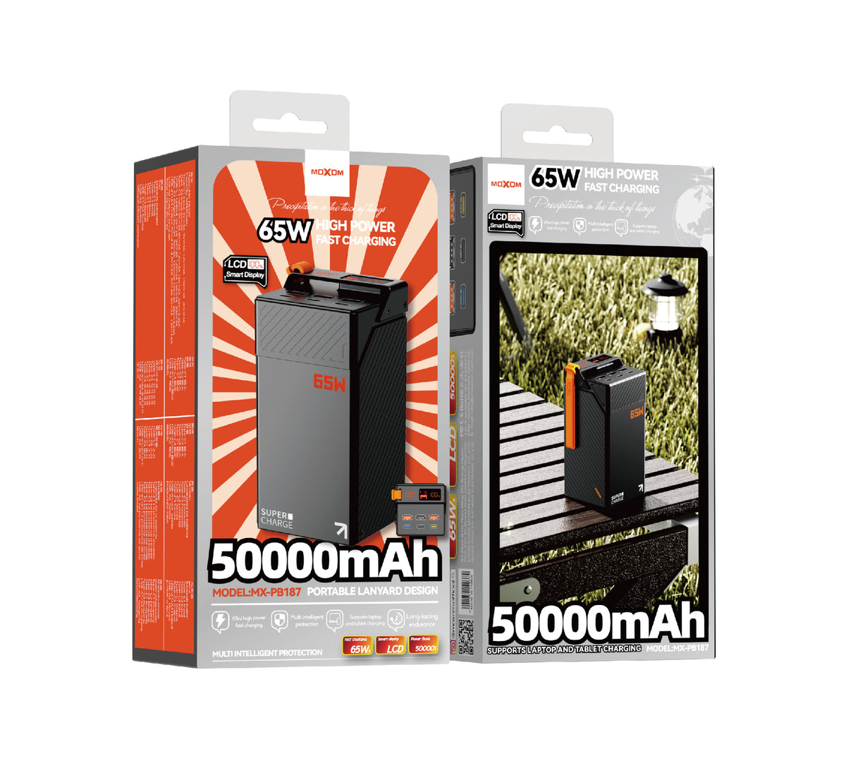 MOXOM MX-PB187 50000mAh Laptop Power Bank – 65W PD Fast Charging, Powers Laptops, Tablets & Phones