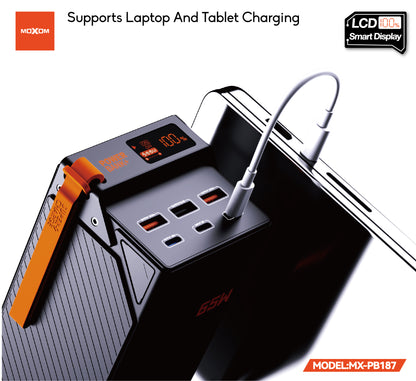 MOXOM MX-PB187 50000mAh Laptop Power Bank – 65W PD Fast Charging, Powers Laptops, Tablets & Phones