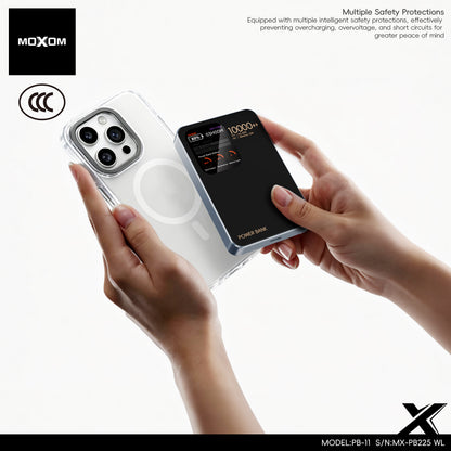 MOXOM MX-PB225 10000mAh Wireless Power Bank – Colour Display, 20W PD Fast Charging + 15W Wireless